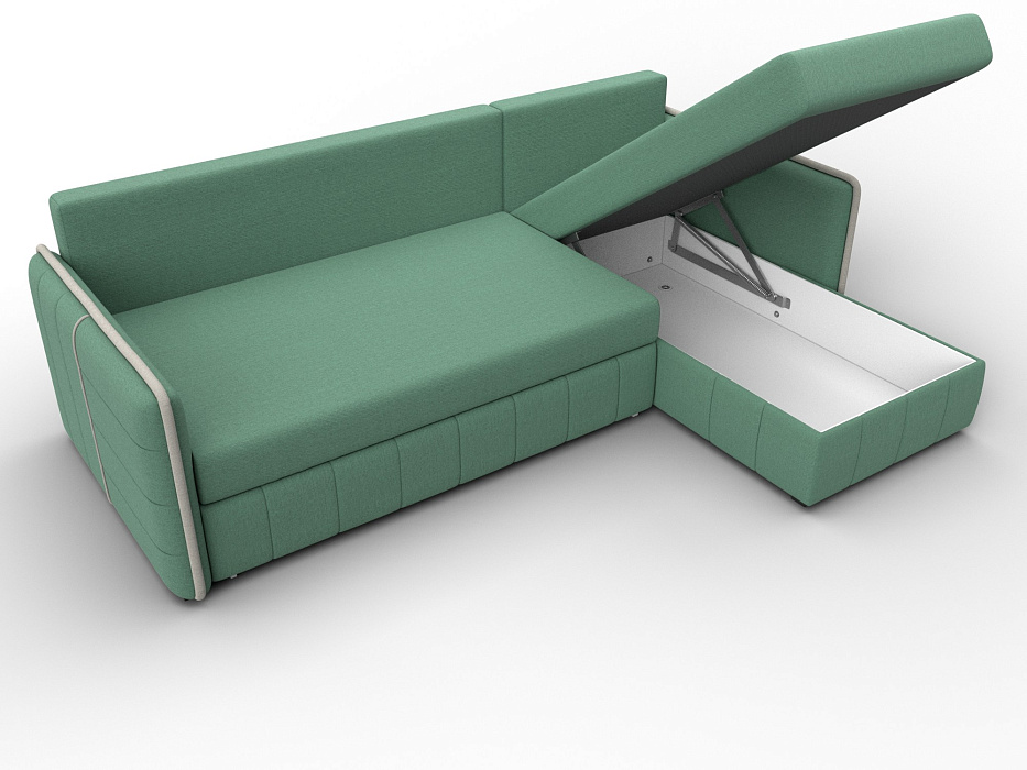 Диван угловой Лига-078 угол универсальный (амур 11 зеленый/амур 02 бежевый)