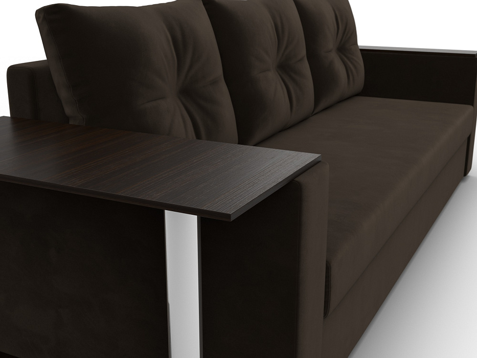 Диван прямой Атланта со столом слева (коричневый)