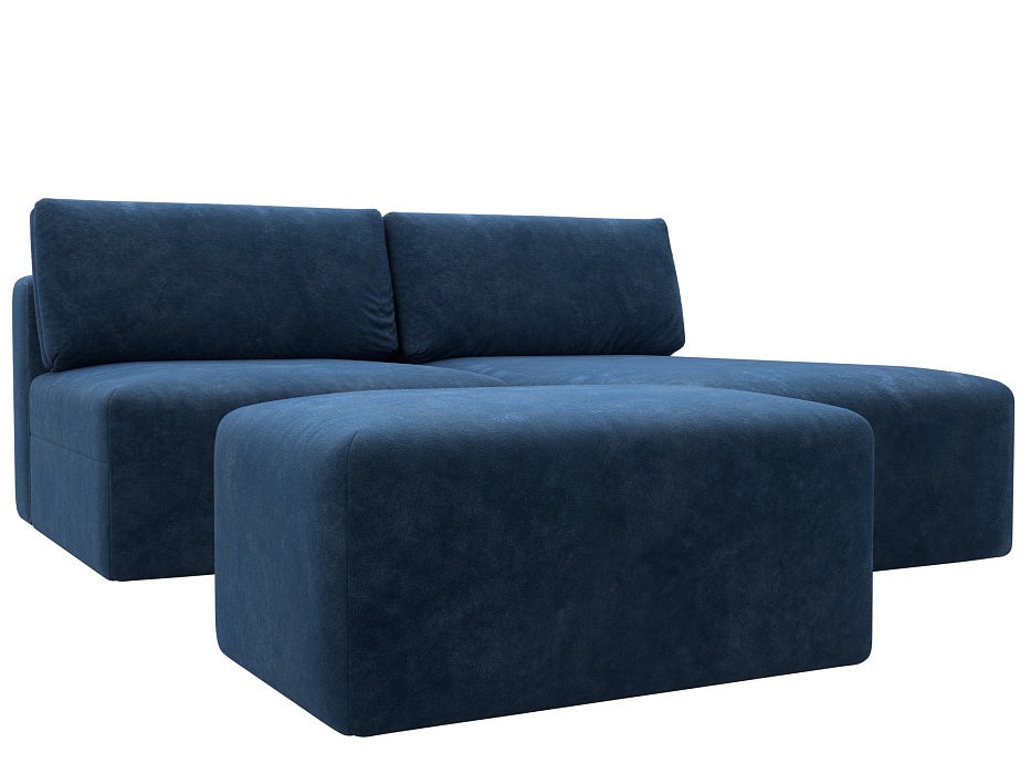 Диван угловой модульный с пуфом Лига-060 НПБ угол универсальный (brut 11 синий)