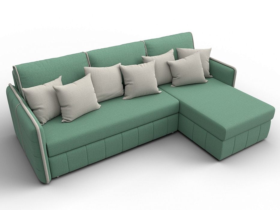 Диван угловой Лига-078 угол универсальный (амур 11 зеленый/амур 02 бежевый)