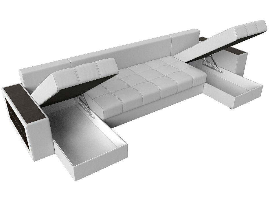 Диван П-образный Дубай полки слева (белый)