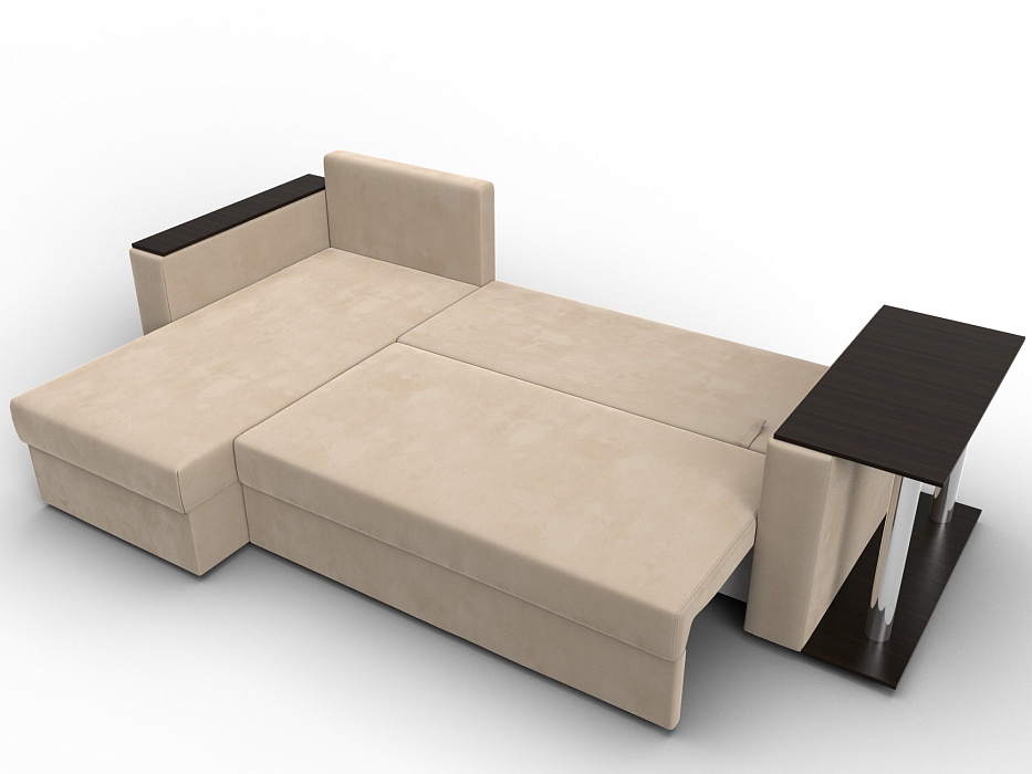 Диван угловой Атланта со столом левый угол (seven 729 бежевый)