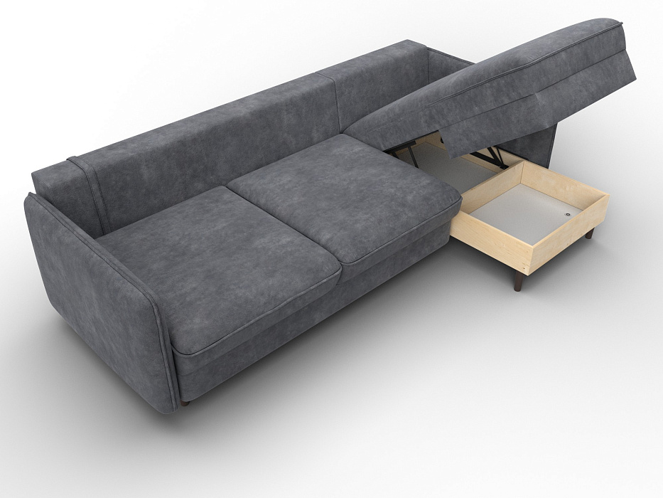 Диван угловой Лига-064 НПБ угол универсальный (brut 16 темно-серый)