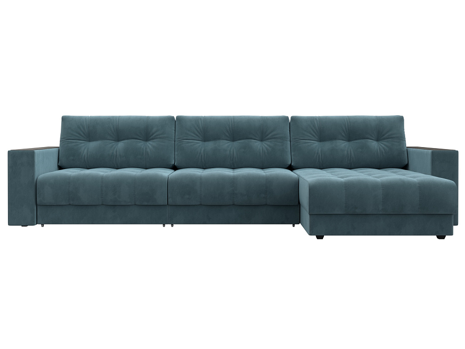 Диван угловой с декором Лига-049 НПБ Лонг (seven 113 бирюзовый)