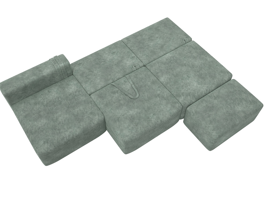 Диван угловой модульный с пуфом Лига-060 НПБ Лонг угол универсальный (brut 08 зеленый)