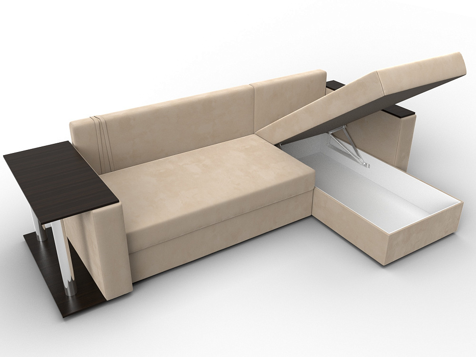 Диван угловой Атланта со столом правый угол (seven 729 бежевый)