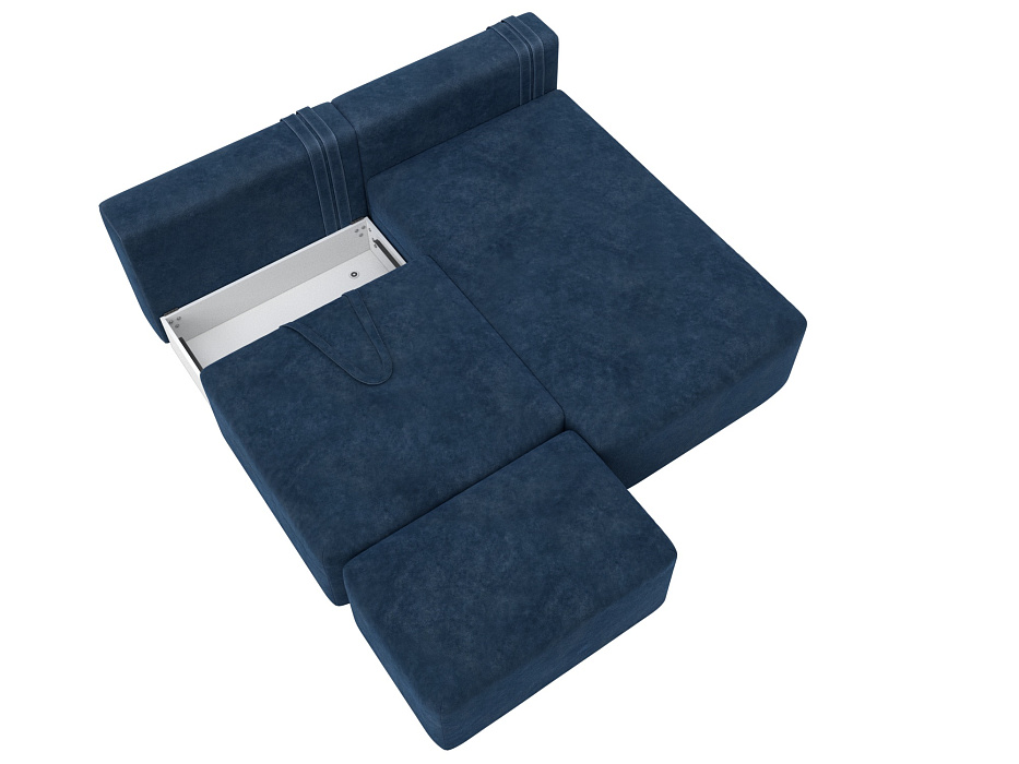 Диван угловой модульный с пуфом Лига-060 НПБ угол универсальный (brut 11 синий)