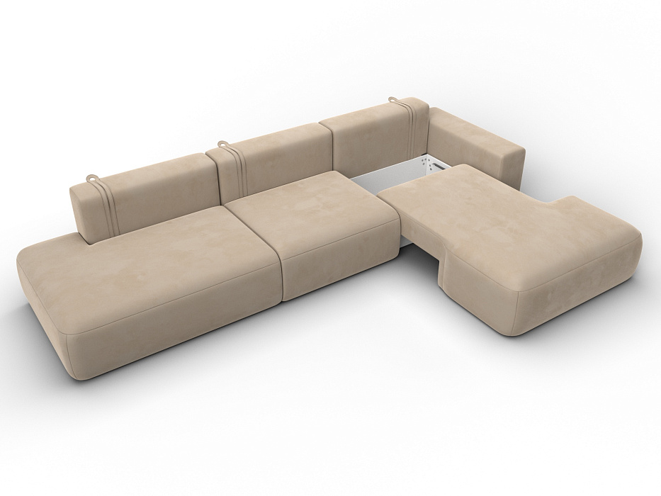 Диван угловой Лига-036 НПБ Модерн Лонг правый угол (seven 729 бежевый)