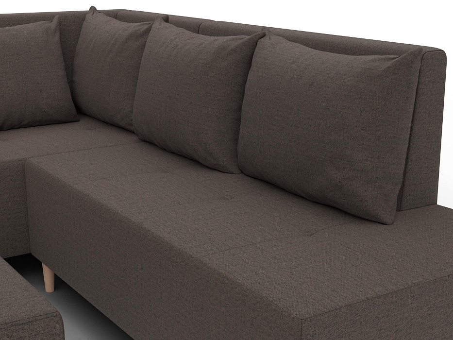 Диван угловой модульный с пуфом Лига-126 угол левый (амур 05 коричневый)