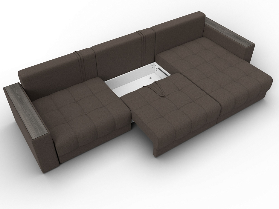 Диван угловой с декором Лига-049 НПБ Лонг (амур 05 коричневый)