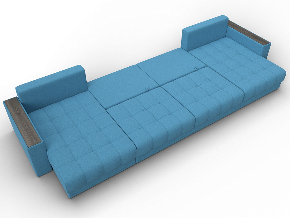 Диван П-образный с декором Лига-049 НПБ Лонг (амур 10 голубой)