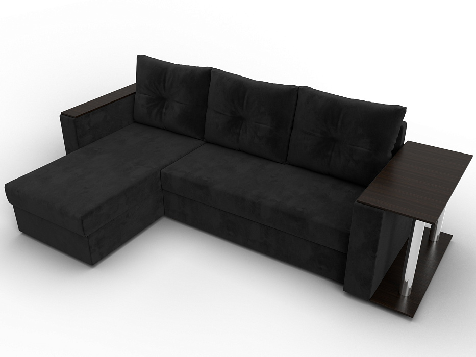 Диван угловой Атланта со столом левый угол (seven 35 черный)