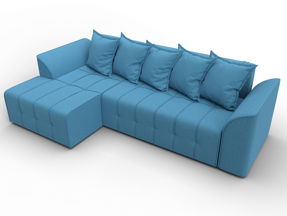 Диван угловой Лига-113 угол левый (амур 10 голубой)