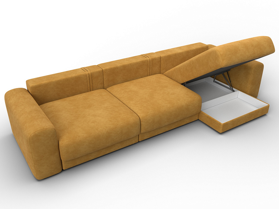 Диван угловой Лига-056 НПБ Лонг угол универсальный (brut 10 желтый)