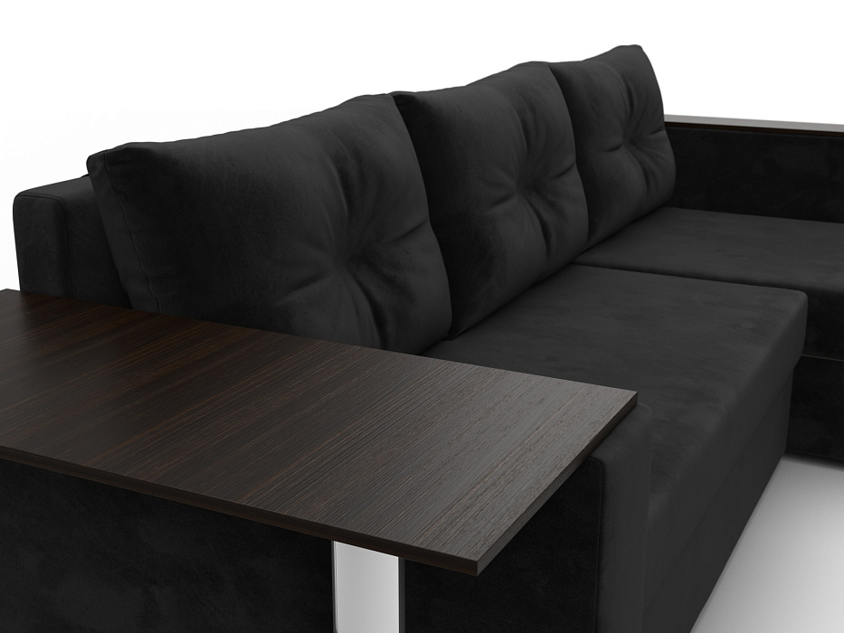 Диван угловой Атланта со столом правый угол (seven 35 черный)
