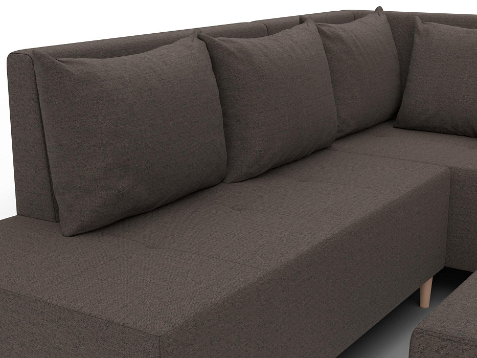 Диван угловой модульный с пуфом Лига-126 угол правый (амур 05 коричневый)