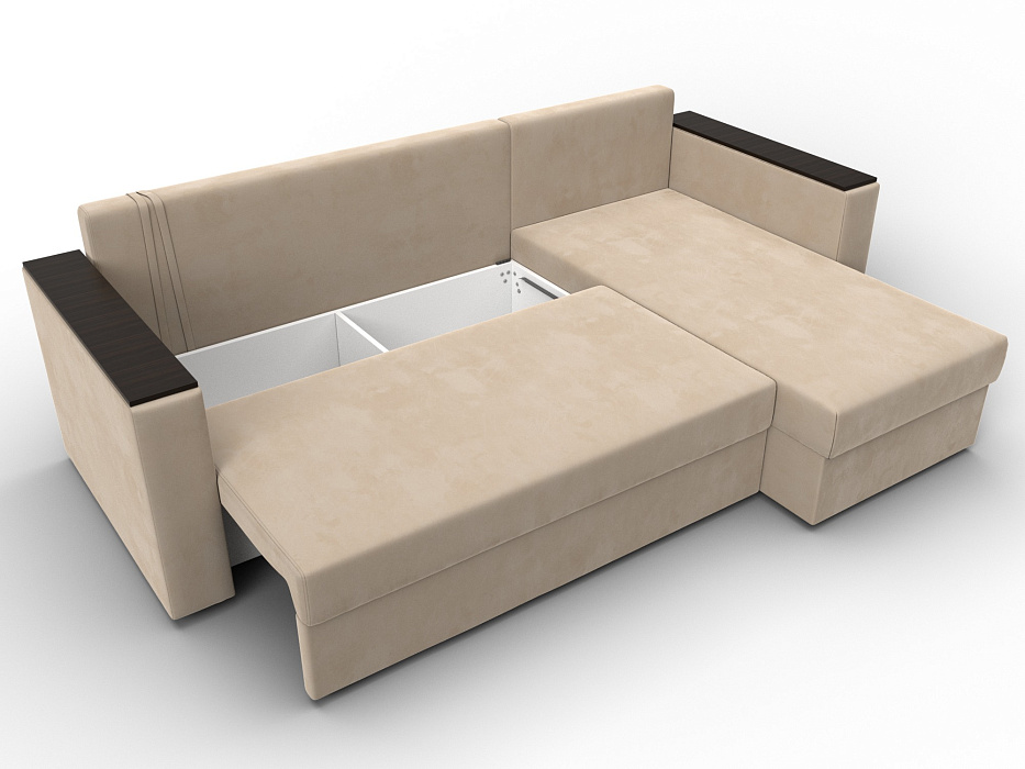 Диван угловой Атланта без стола универсальный угол (seven 729 бежевый)