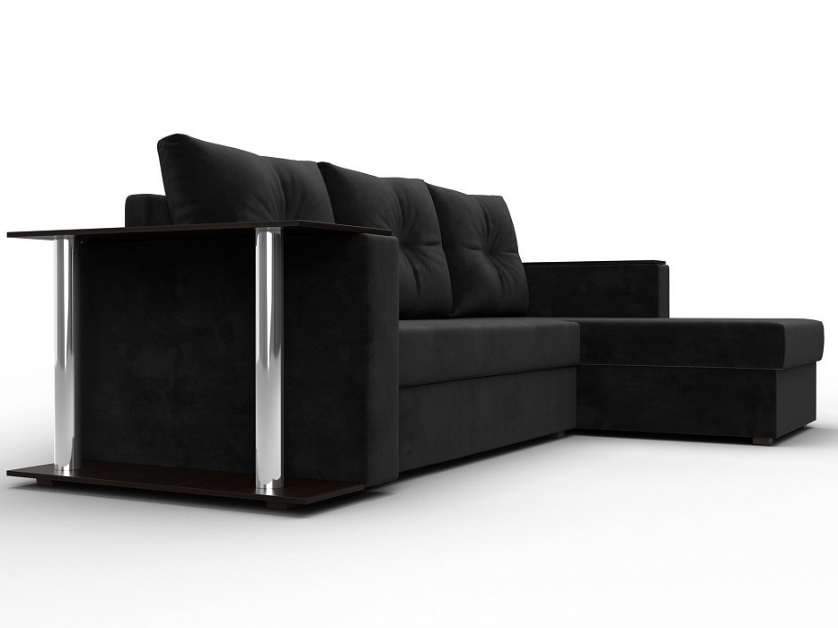 Диван угловой Атланта со столом правый угол (seven 35 черный)