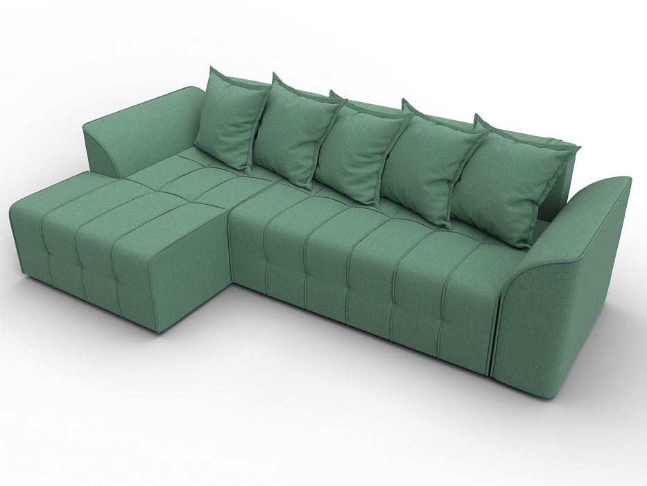 Диван угловой Лига-113 угол левый (амур 11 зеленый)