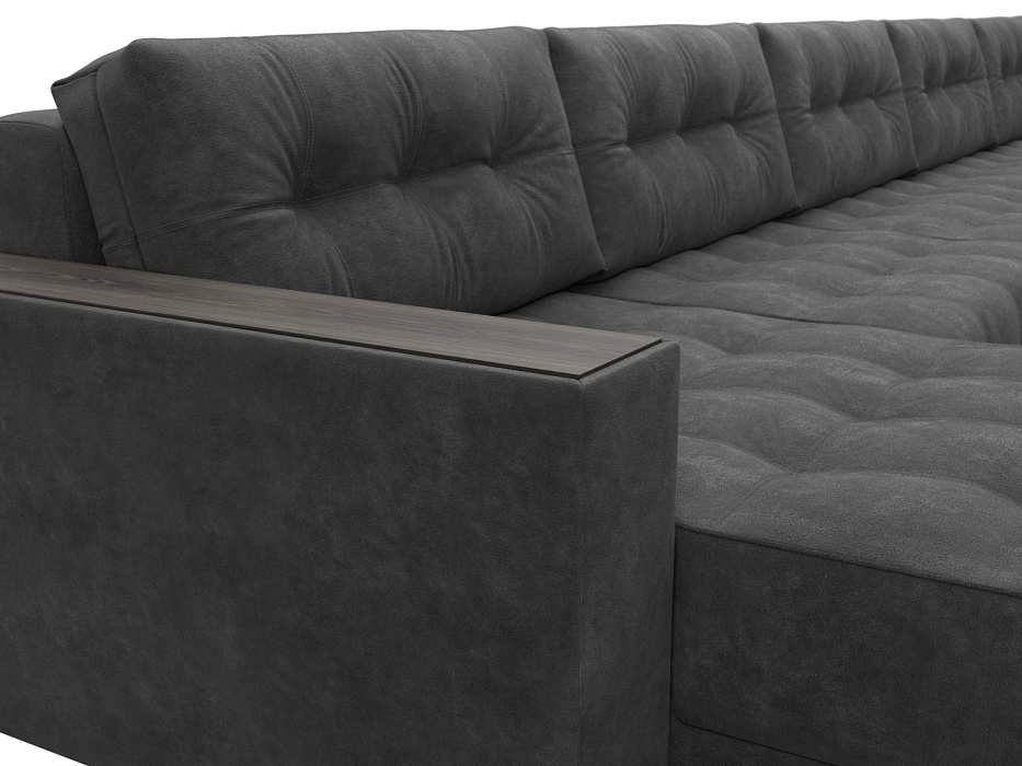 Диван П-образный с декором Лига-049 НПБ Мегалонг (brut 16 темно-серый)