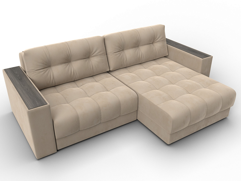 Диван угловой с декором Лига-049 НПБ (seven 729 бежевый)