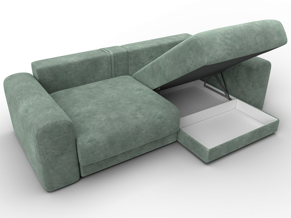 Диван угловой Лига-056 НПБ угол универсальный (brut 08 зеленый)