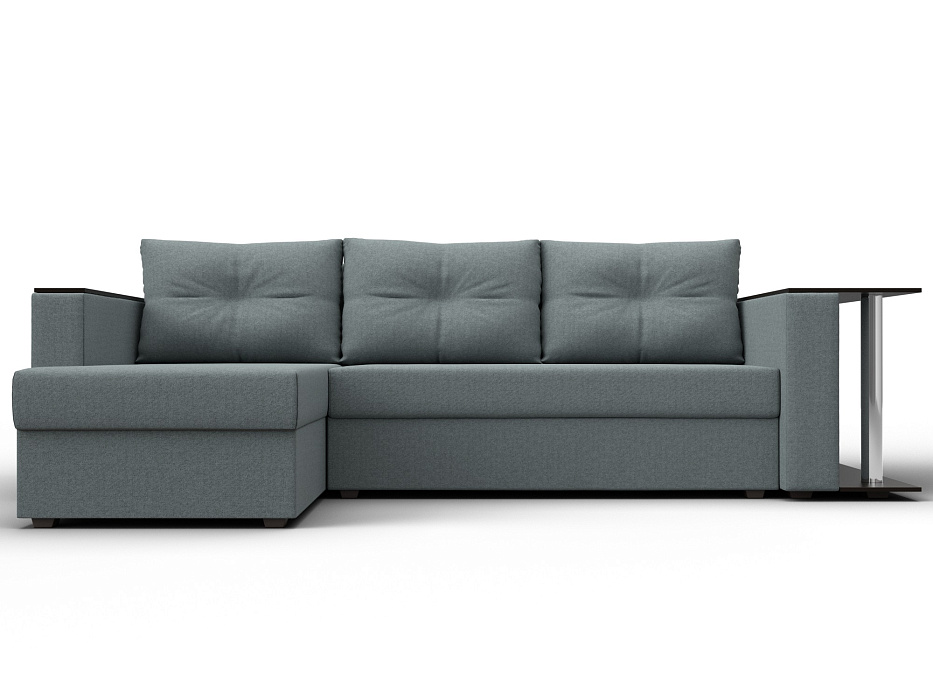 Диван угловой Атланта со столом левый угол (амур 07 серый)