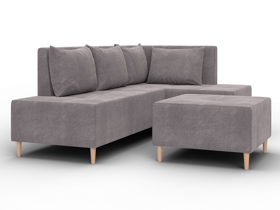 Диван угловой модульный с пуфом Лига-126 угол правый (laim 04 бежевый)