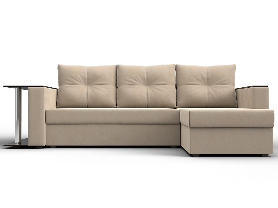 Диван угловой Атланта со столом правый угол (seven 729 бежевый)