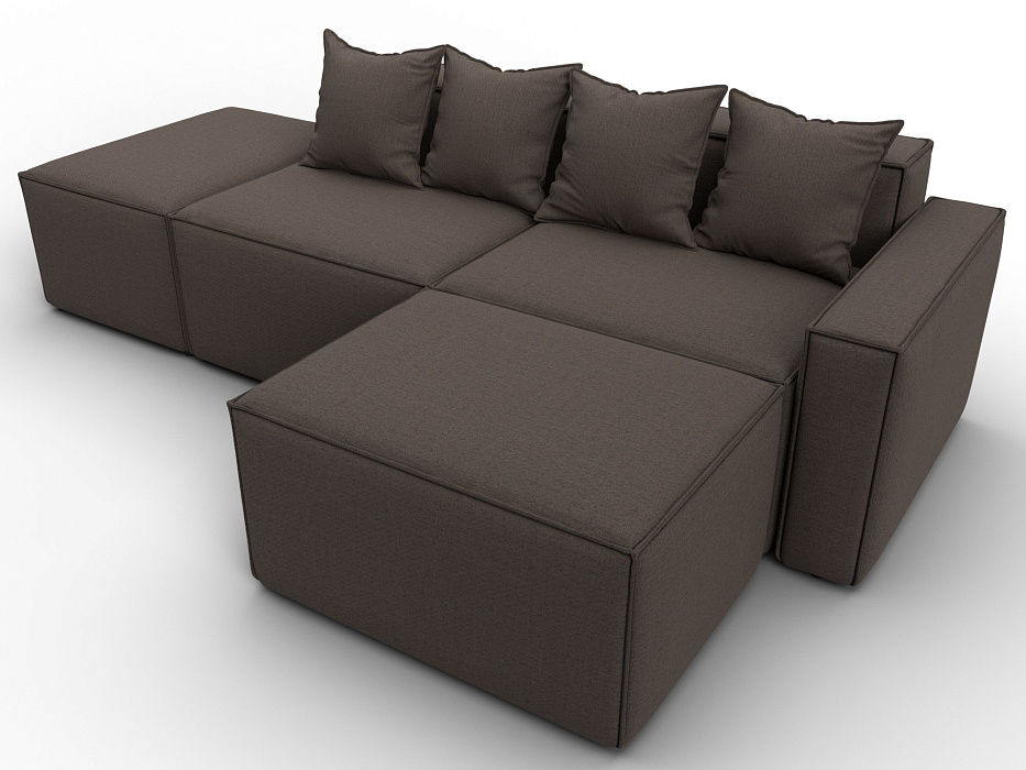 Диван угловой модульный Лига-063 угол правый (амур 05 коричневый)
