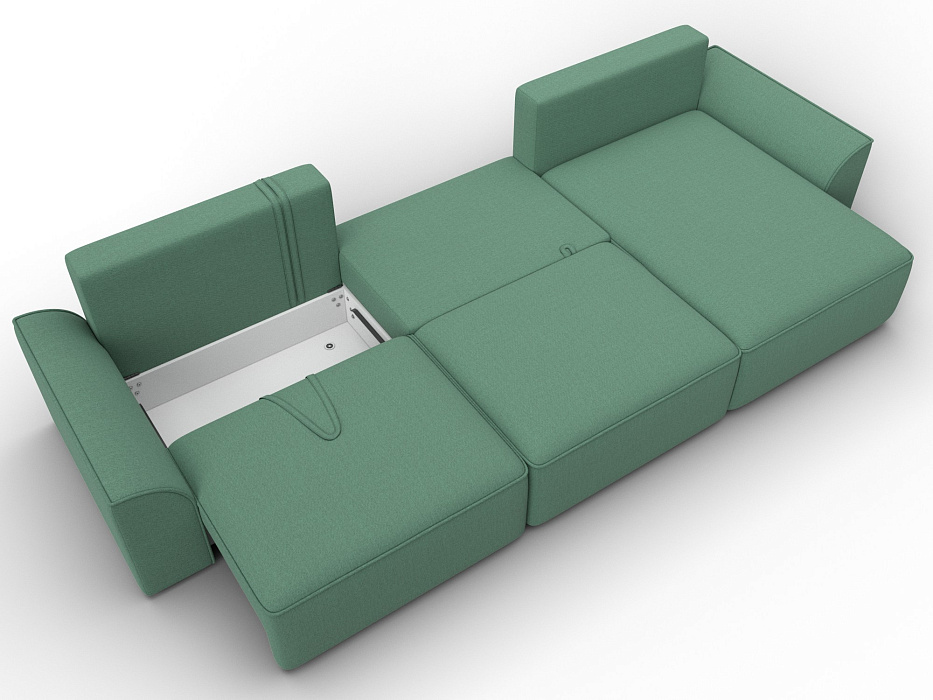 Диван угловой Лига-048 НПБ лонг (амур 11 зеленый)
