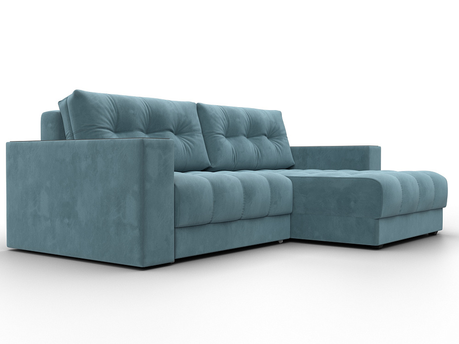 Диван угловой с декором Лига-049 НПБ (seven 113 бирюзовый)
