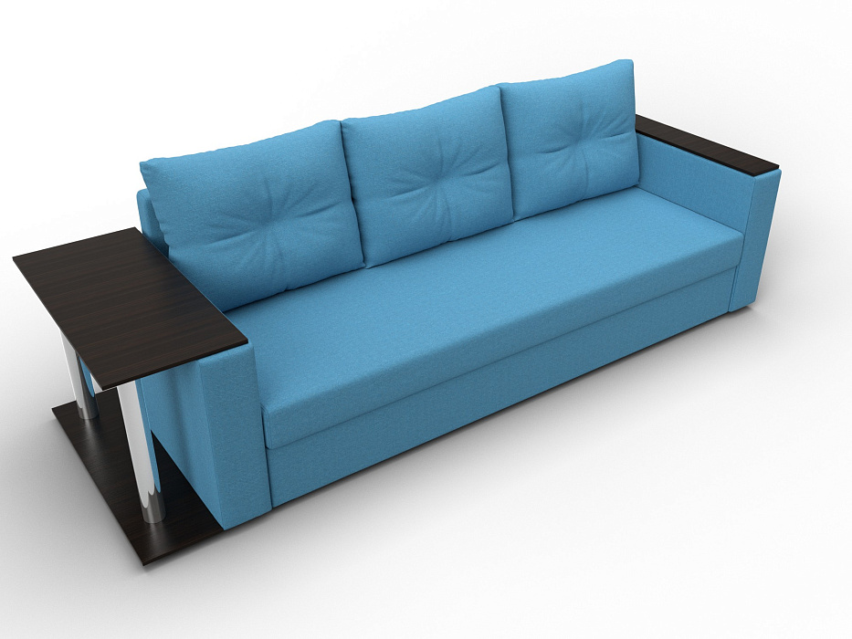 Диван прямой Атланта со столом слева (амур 10 голубой)