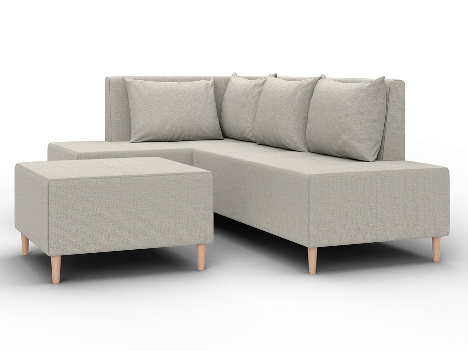 Диван угловой модульный с пуфом Лига-126 угол левый (амур 02 бежевый)