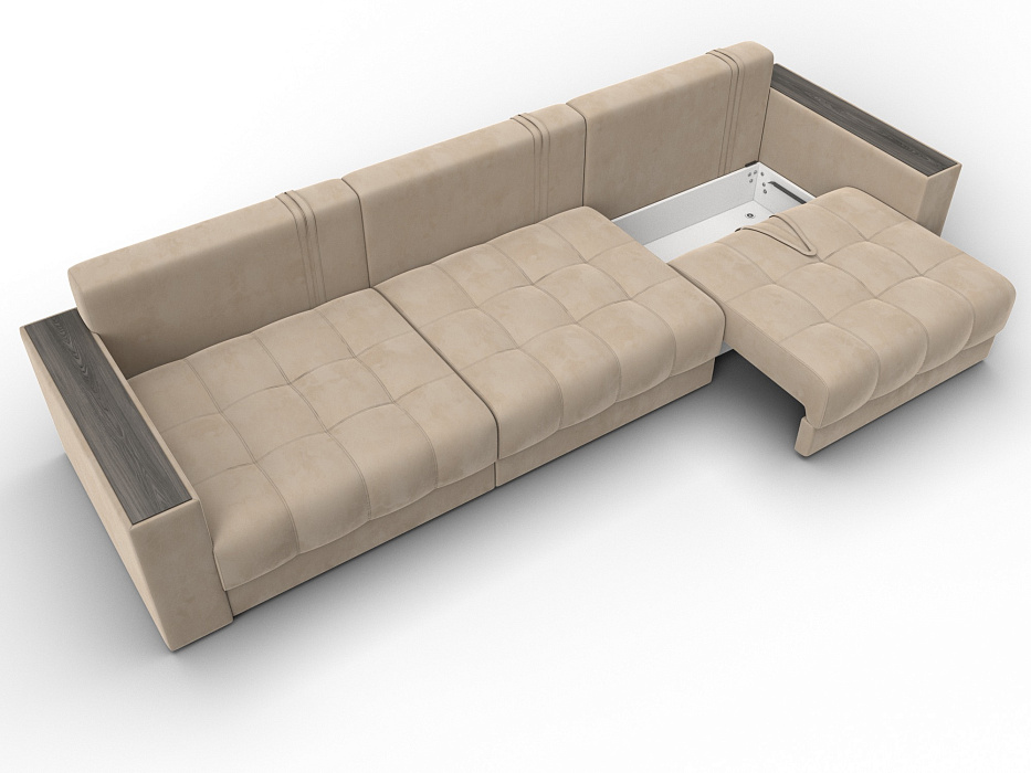 Диван прямой с декором Лига-049 НПБ Лонг (seven 729 бежевый)