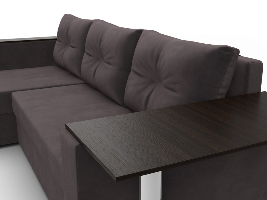 Диван угловой Атланта со столом левый угол (seven 727 коричневый)