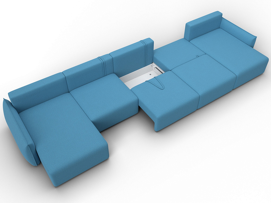 Диван П-образный Лига-051 НПБ МегаЛонг (амур 10 голубой)