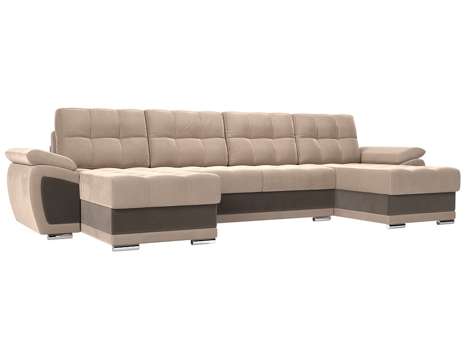 П-образный диван Нэстор (бежевый\коричневый цвет)