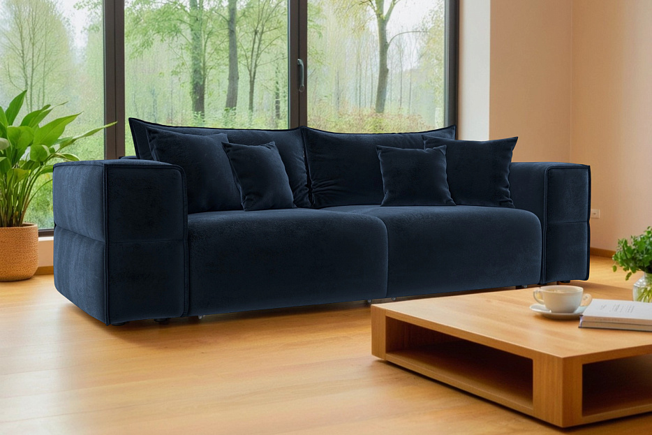 Диван прямой Лига-058 НПБ (tower 13 синий)