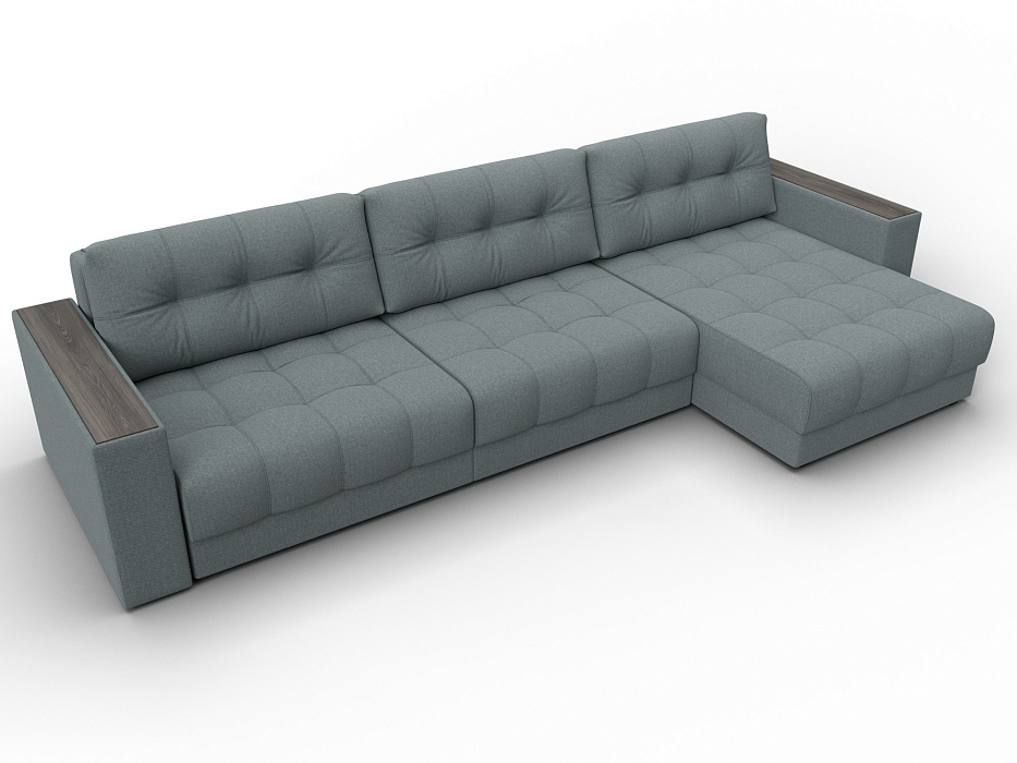 Диван угловой с декором Лига-049 НПБ Лонг (амур 07 серый)