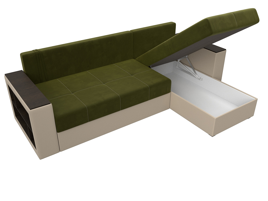 Диван угловой Дубай Лайт угол универсальный (зеленый;бежевый)