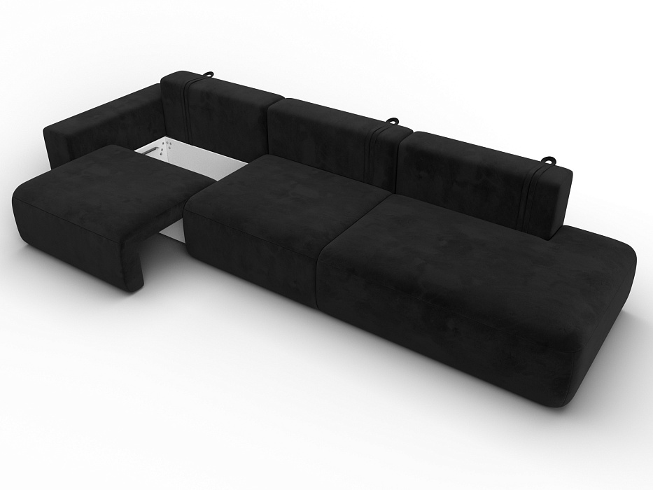 Диван прямой Лига-036 НПБ Модерн Лонг подлокотник слева (seven 35 черный)