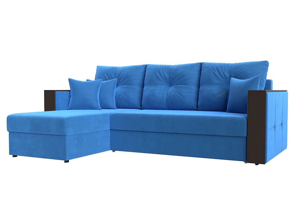 Угловой диван Валенсия левый угол (голубой цвет)