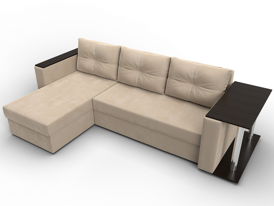 Диван угловой Атланта со столом левый угол (seven 729 бежевый)