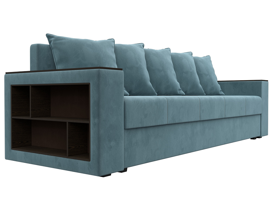 Диван прямой Дубай Лайт полки слева (бирюзовый)