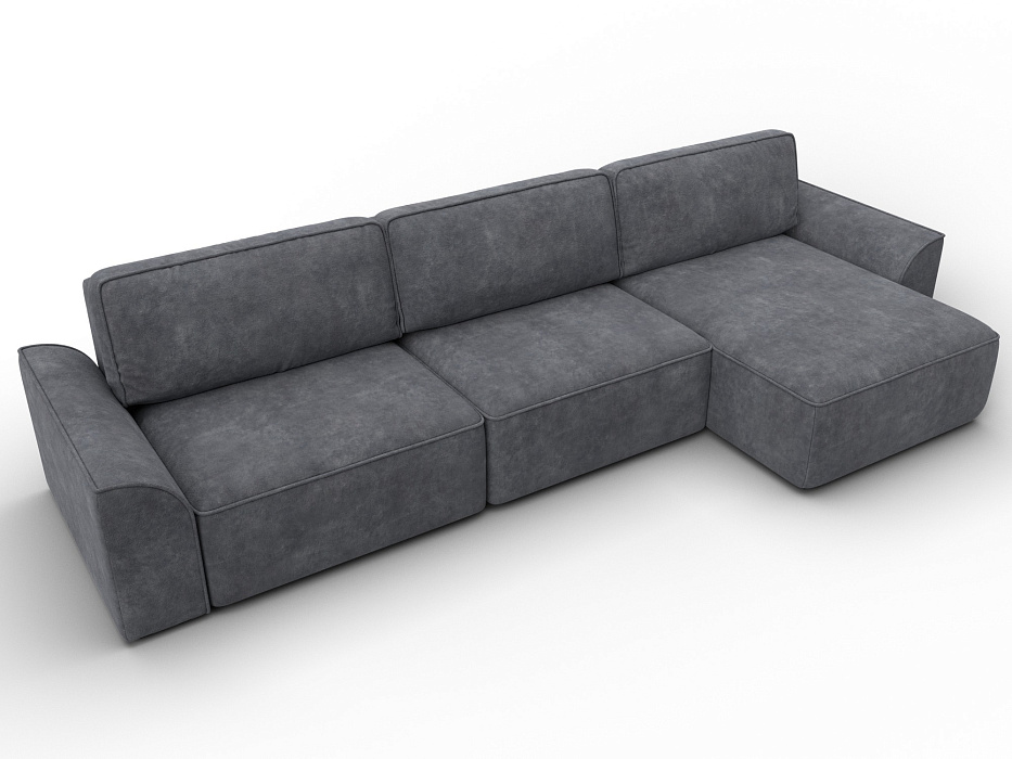 Диван угловой Лига-048 НПБ лонг (brut 16 темно-серый)