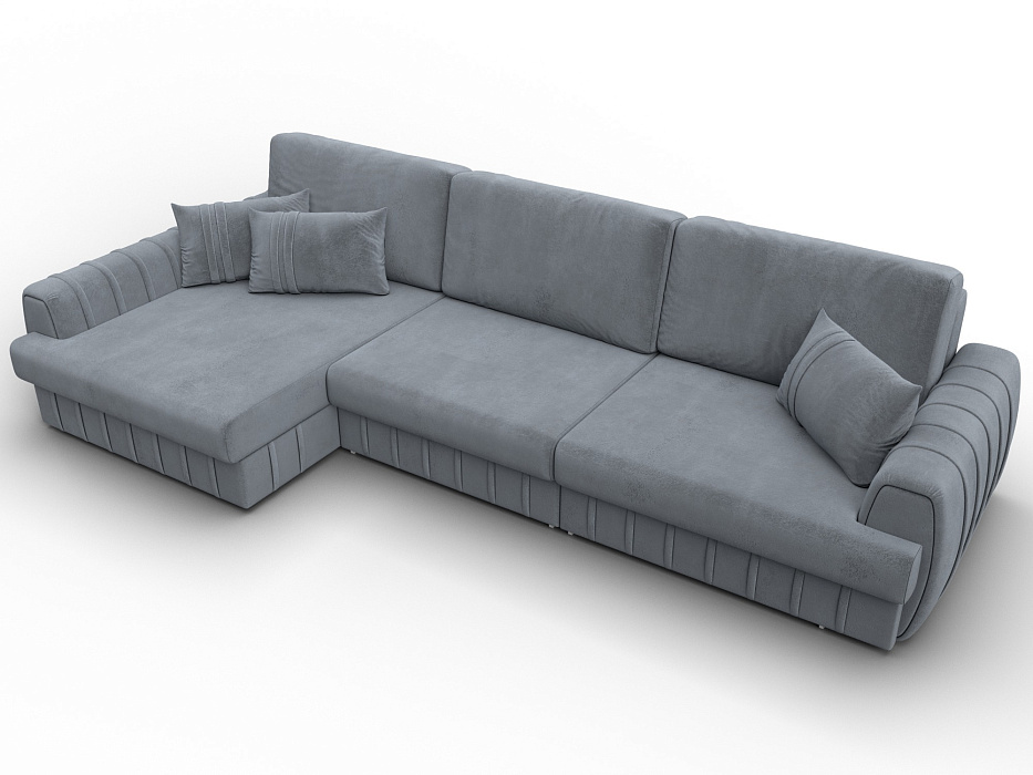 Диван угловой Лига-057 НПБ Лонг угол левый (tower 10 серый)