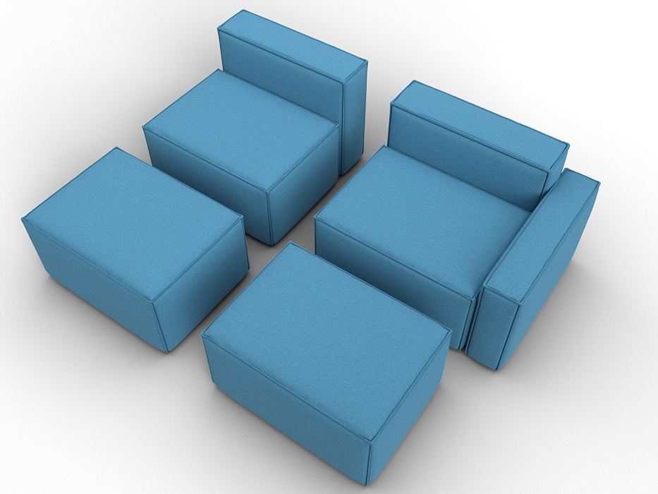 Диван угловой модульный Лига-063 угол правый (амур 10 голубой)