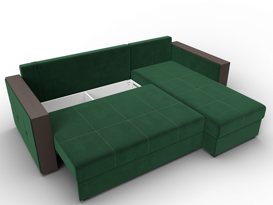 Диван угловой Валенсия Лайт правый угол (seven 626 зеленый)