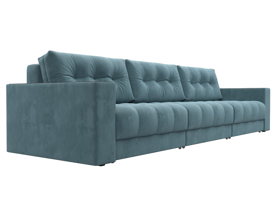 Диван прямой с декором Лига-049 НПБ Лонг (seven 113 бирюзовый)